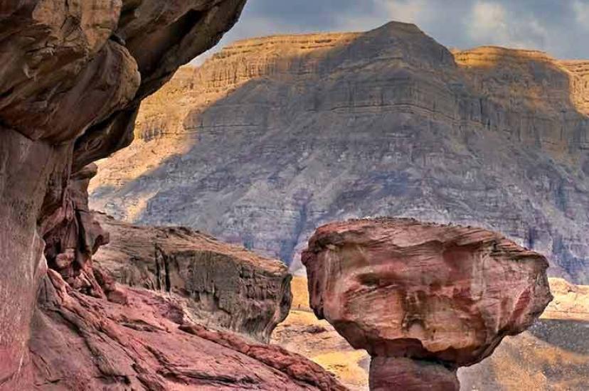 Geological formation in desert park of Timna Israel