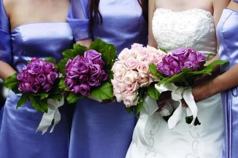 Wedding dress and bridesmaid dresses