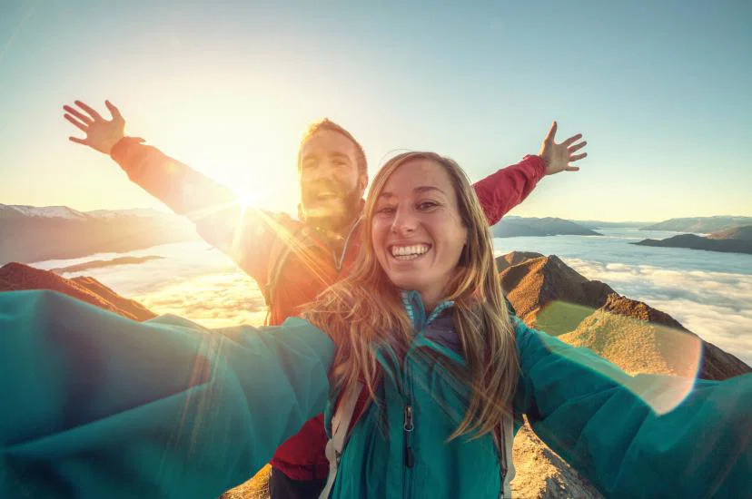 Couple taking a selfie on a boat