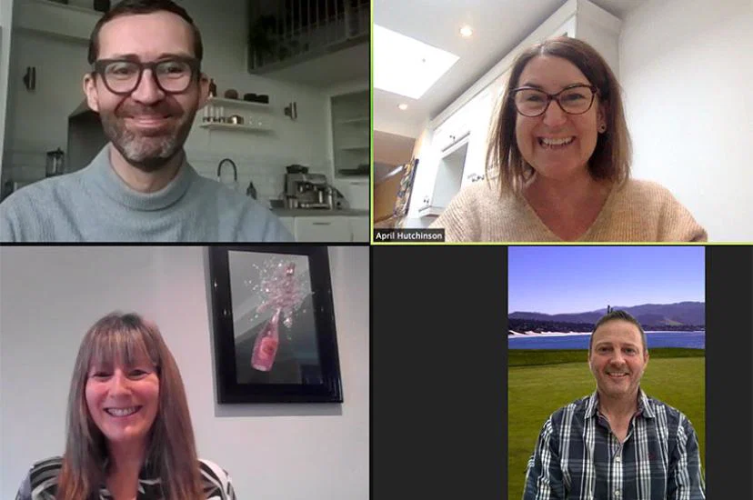 Jonny Peat from Celebrity Cruises; TTG's April Hutchinson; and Andrew Devine and Sally Wallis of Beaver Travel