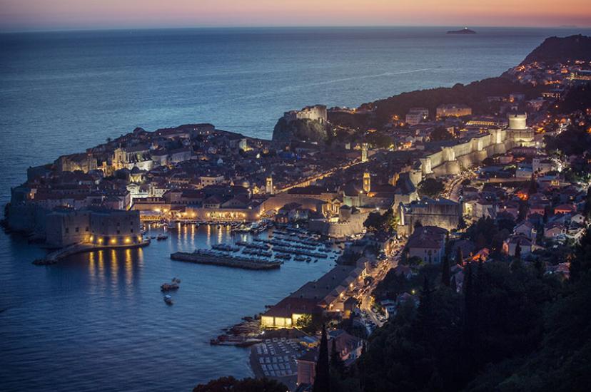 Dubrovnik cityscape at sunset