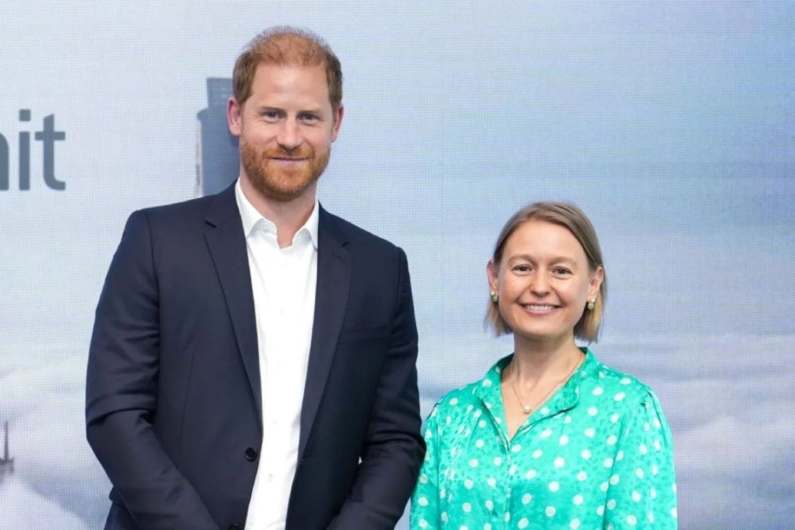 Outgoing Travalyst chief executive Sally Davey pictured with Prince Harry, the Duke of Sussex