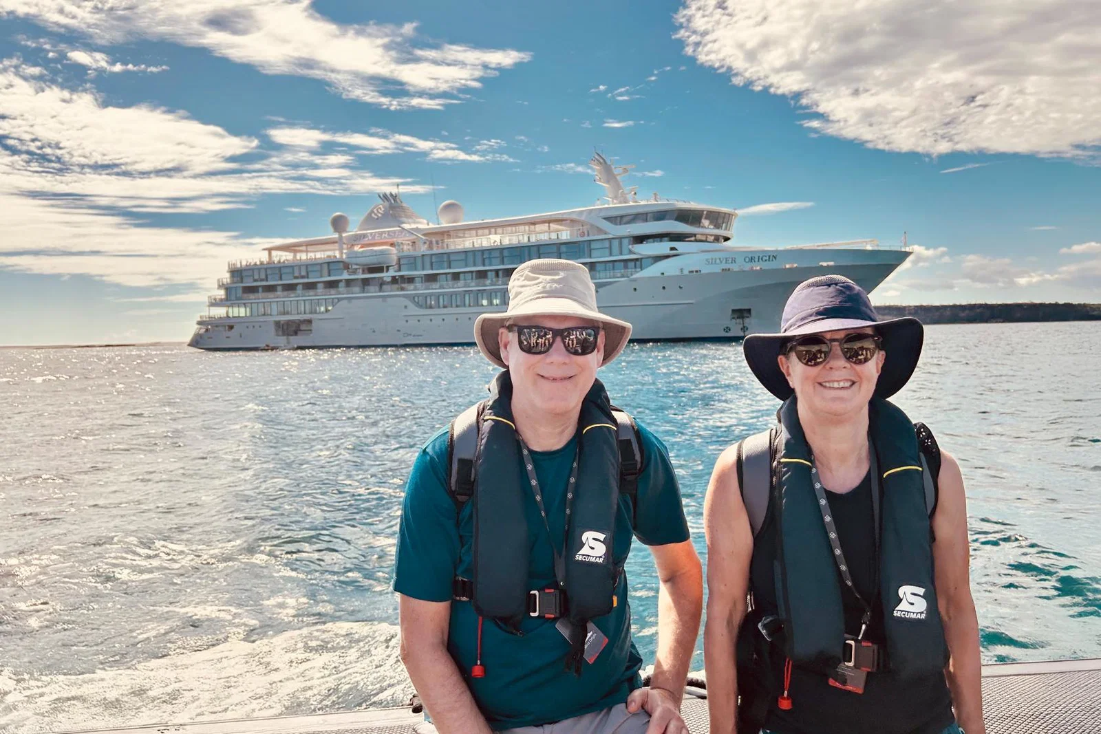 Andara Travel co-director Dave Allen with his wife Lesley on their cruise to the Galapagos Islands with Silversea