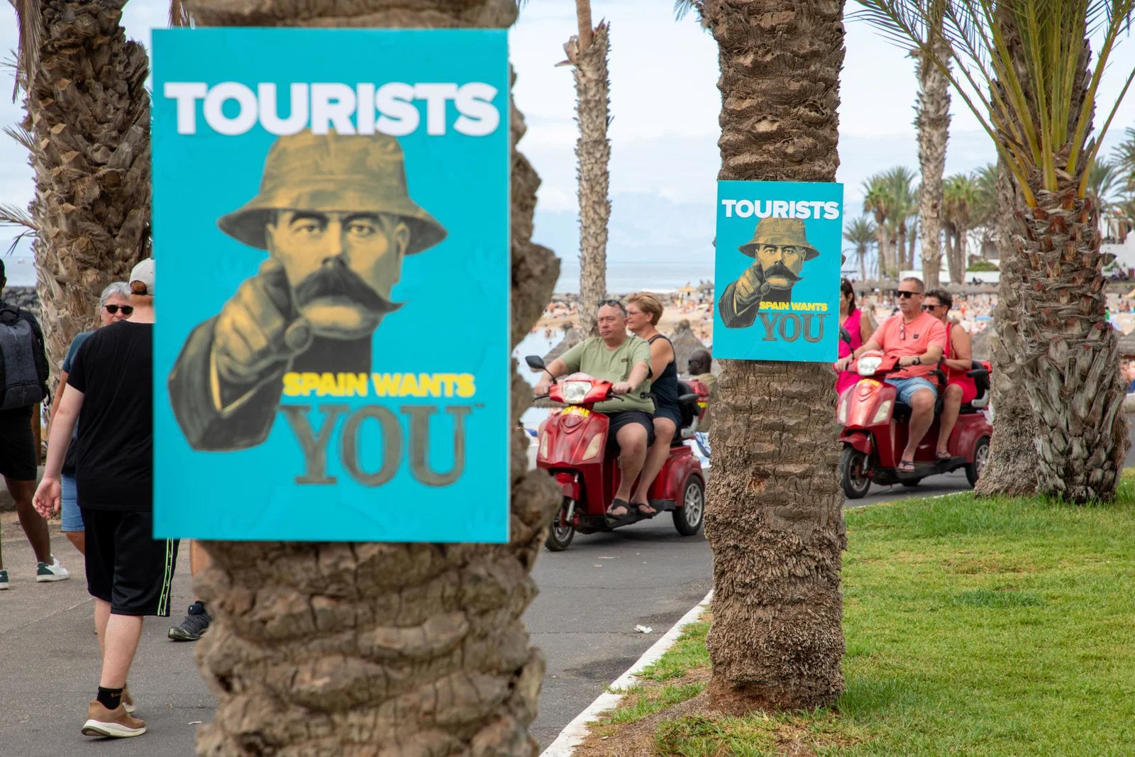A poster of the famous Lord Kitchener (complete with bucket hat) insisting: “Tourists – Spain wants you”