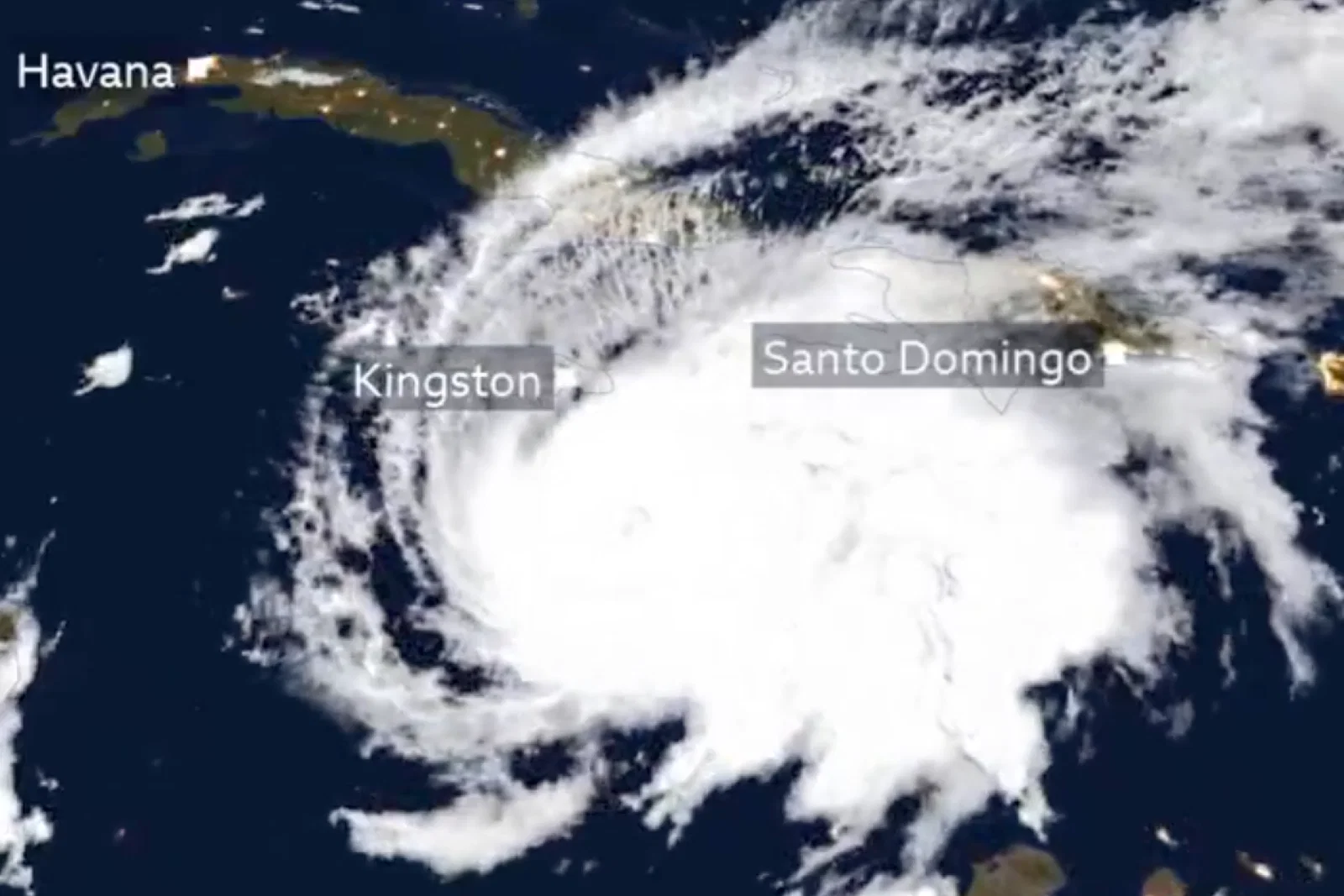 Hurricane Melissa trajectory Credit: BBC Weather