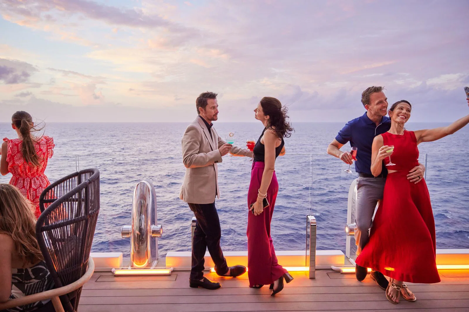 People standing on cruise ship