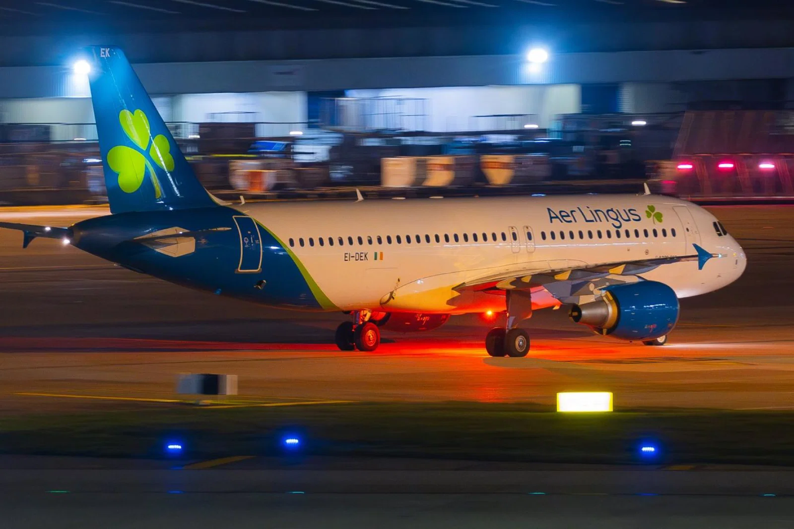 An Aer Lingus aircraft lands at Manchester airport