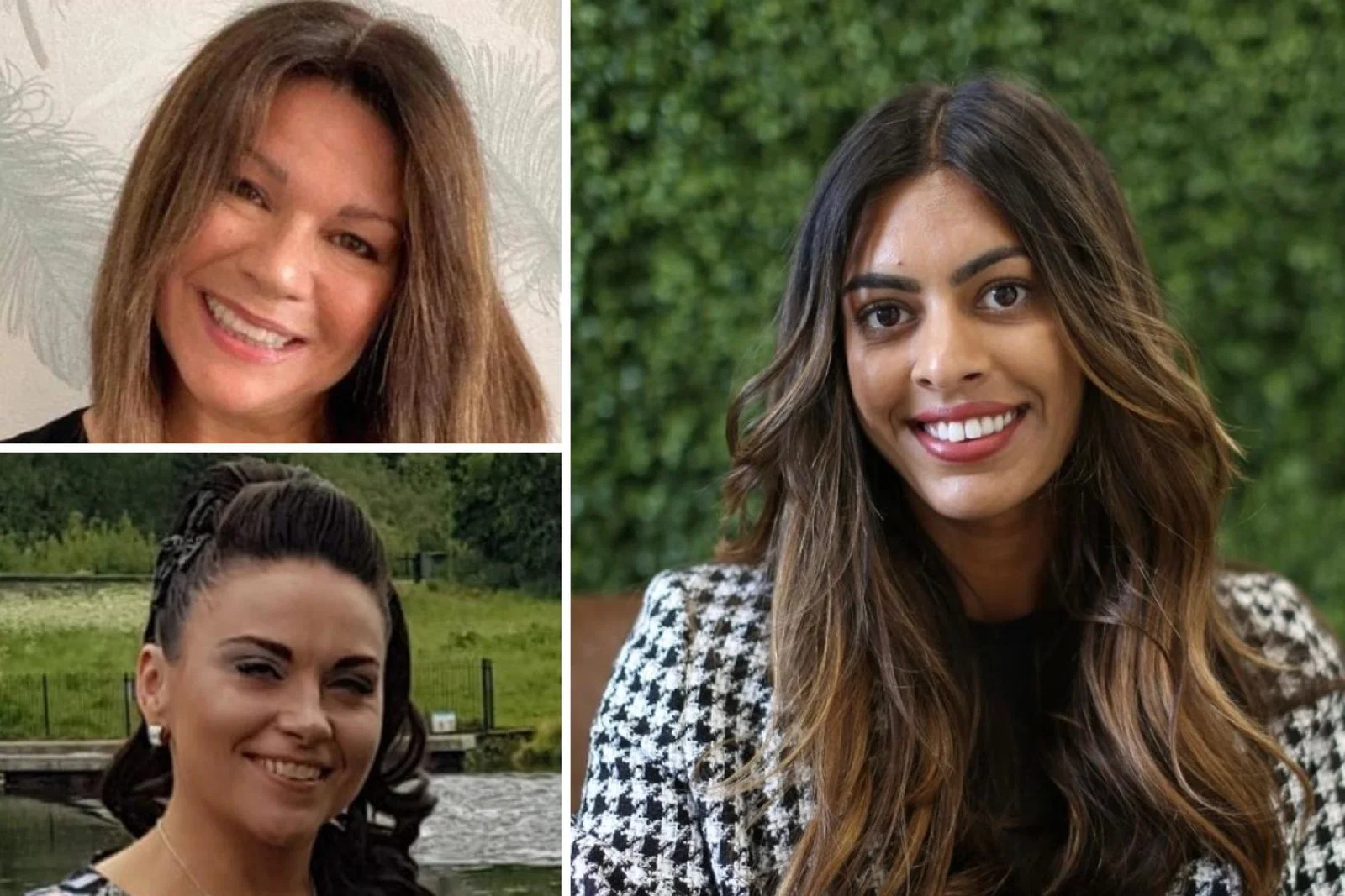 Lorraine Adams (top-left), Vicky Lawrence (bottom-left) and Manisha Blair (right)