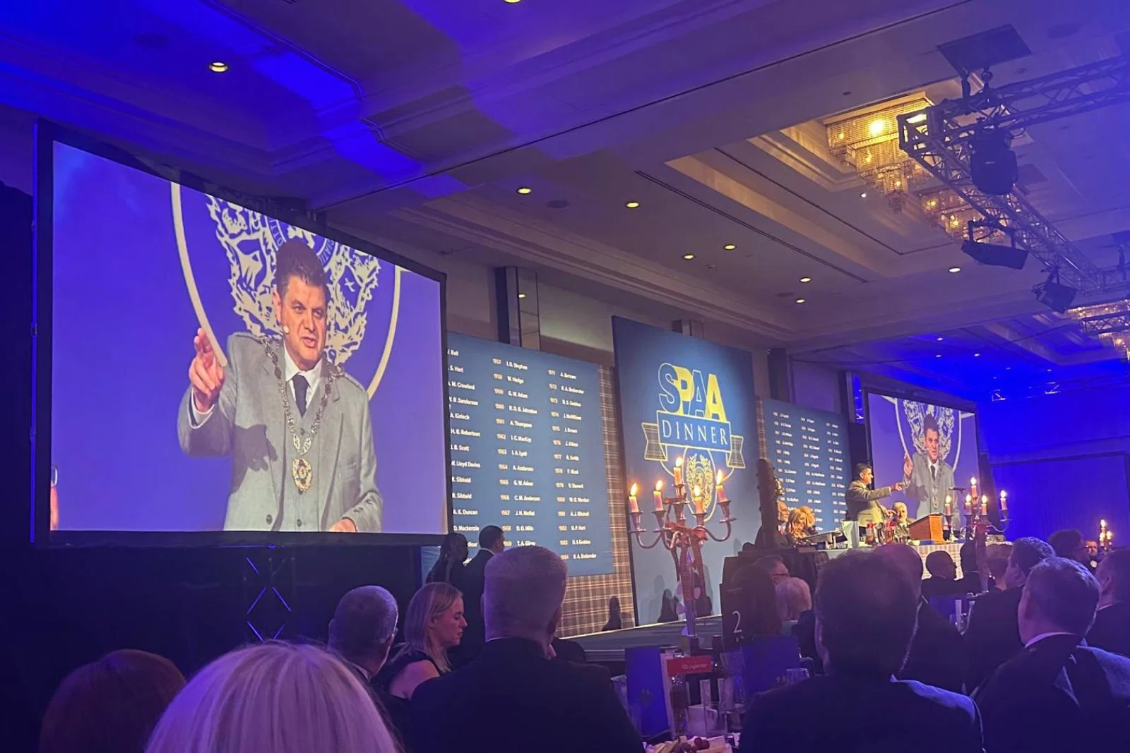SPAA president Alan Glen speaking at the association's 96th annual dinner