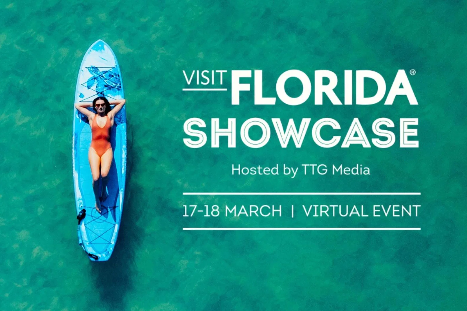 Florida Showcase visual with person lying on paddleboard