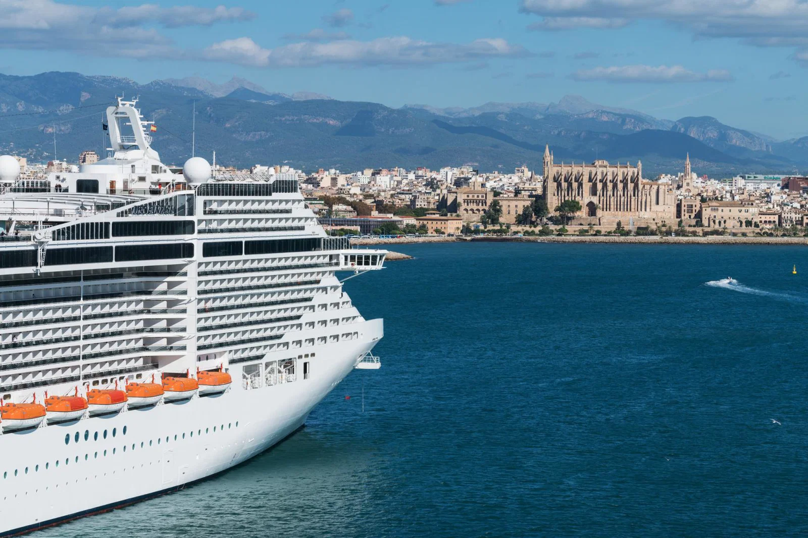 Large cruise ship docked in Palma
