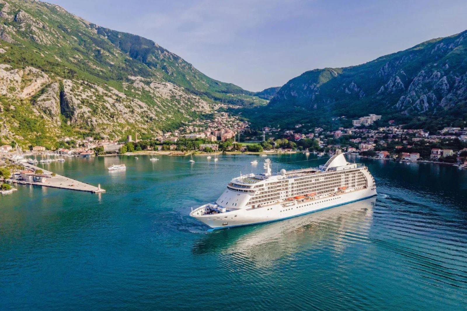 Seven Seas cruise ship docked in Montenegro