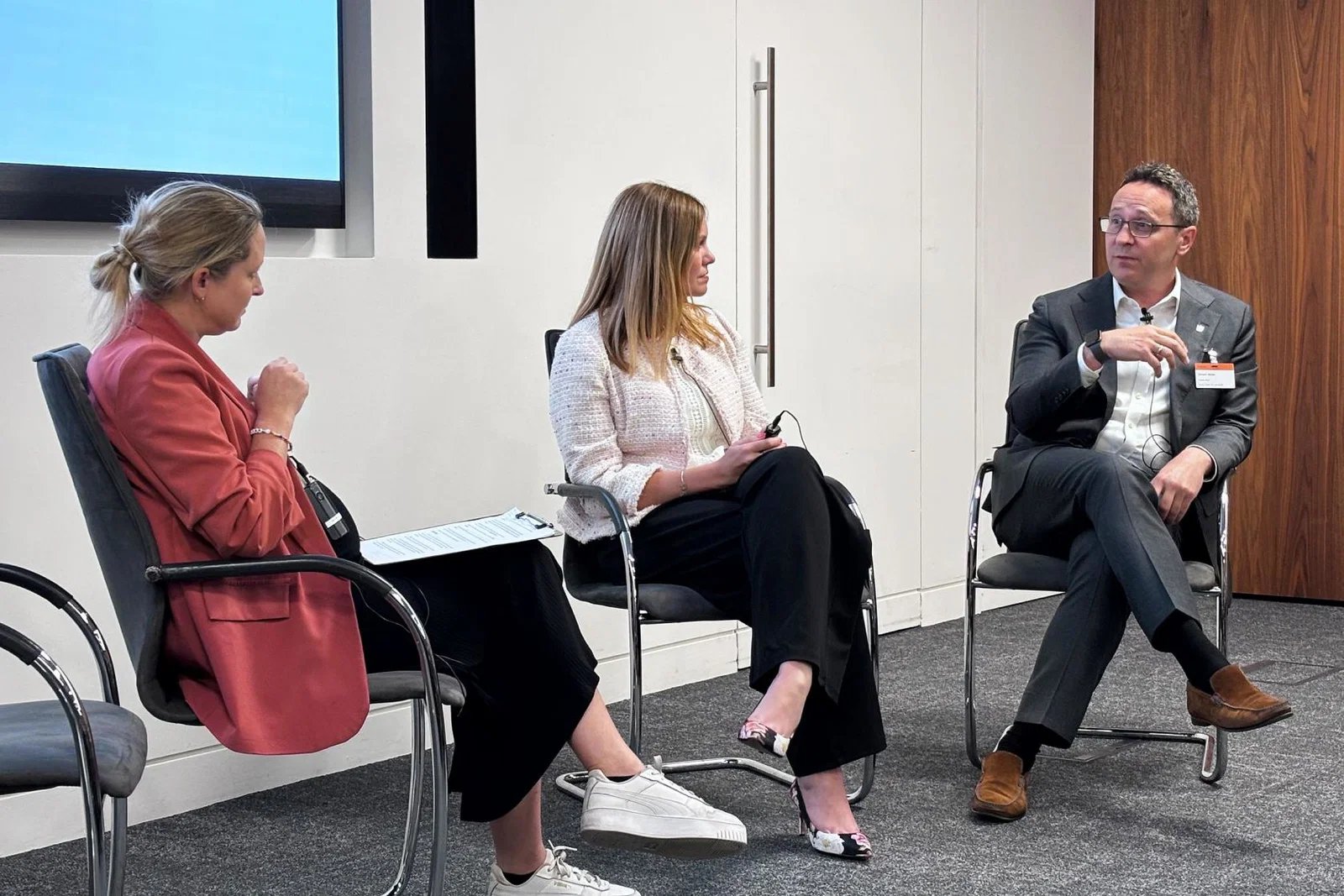InteleTravel's Kelly Cookes and Royal Caribbean's Gerard Nolan join TTG's Sophie Griffiths for a panel session