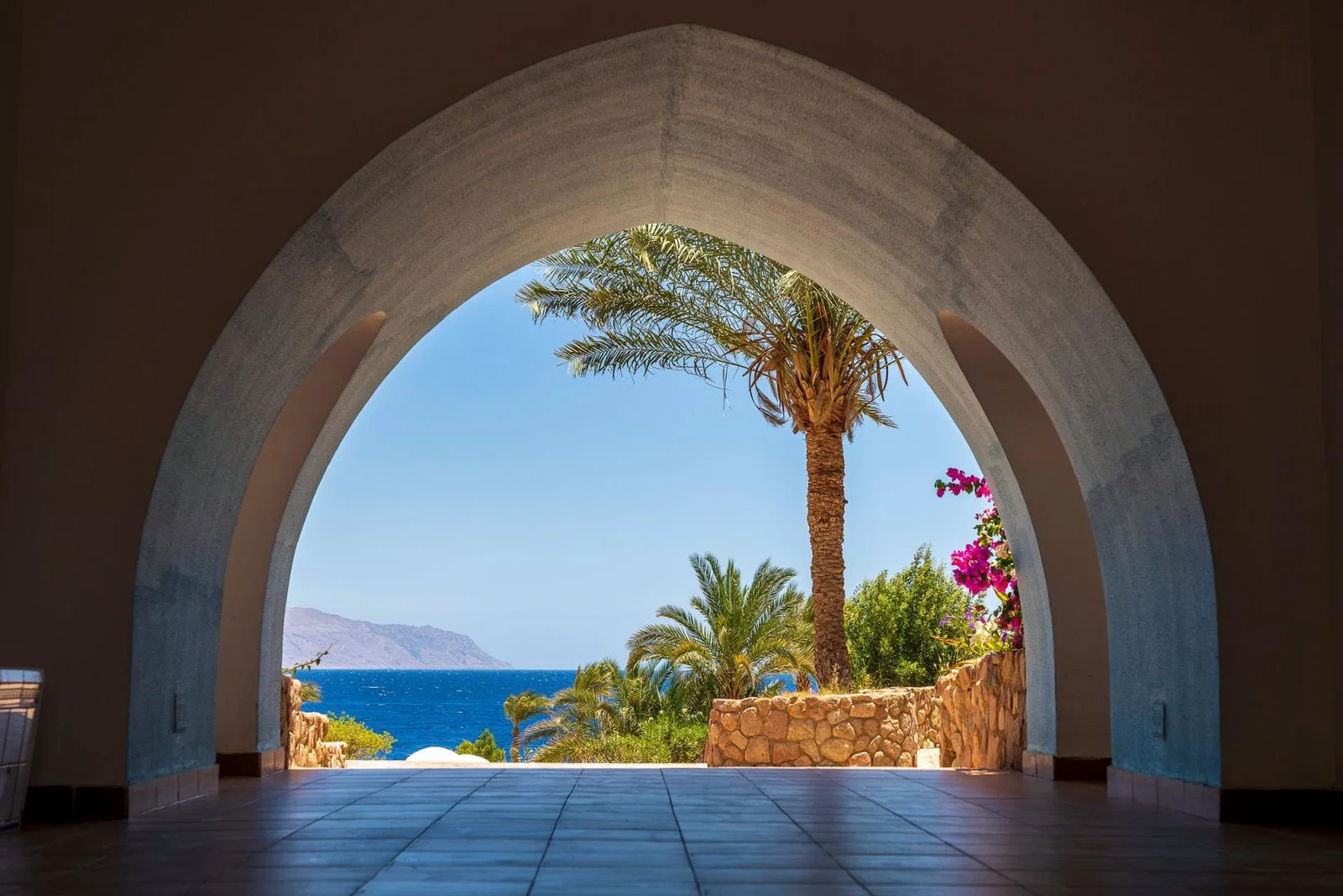 An arched doorway on the shores of the Red Sea in Sharm el Sheikh