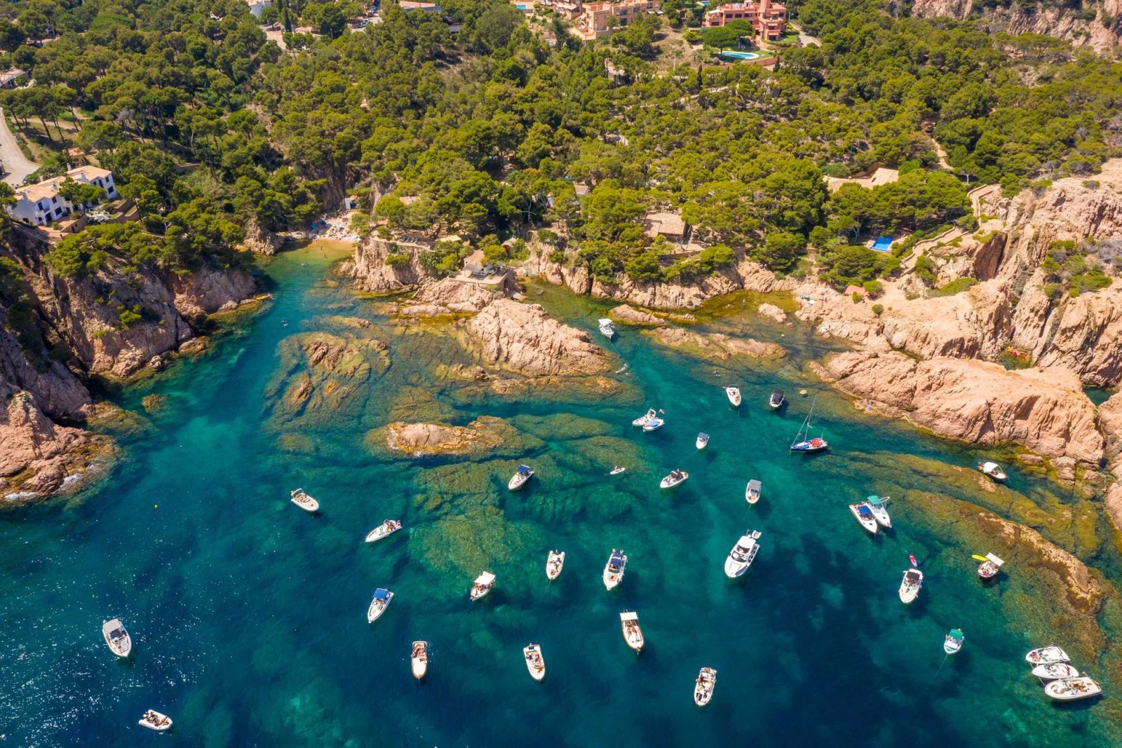 Aigua xelida beach bay with boats in Begur, Costa Brava, Spain