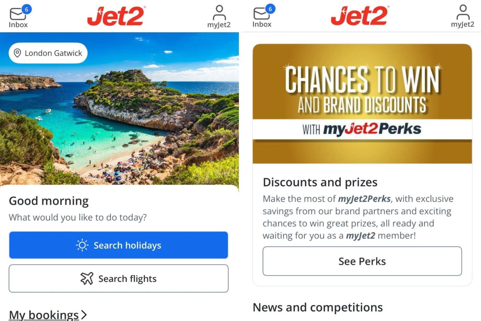 Jet2's myJet2 app