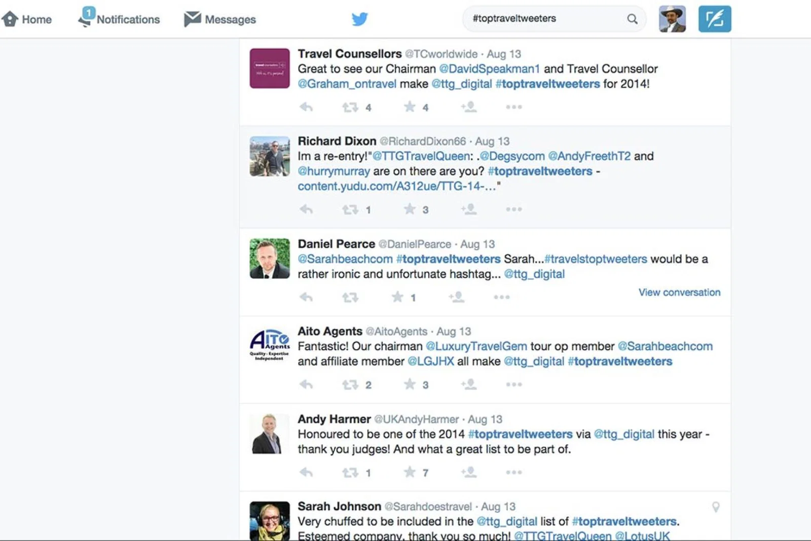 Twitter #toptraveltweeters