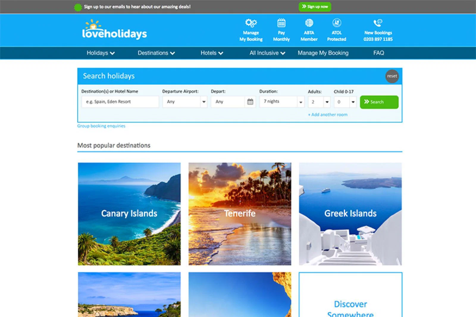 Loveholidays homepage 2018