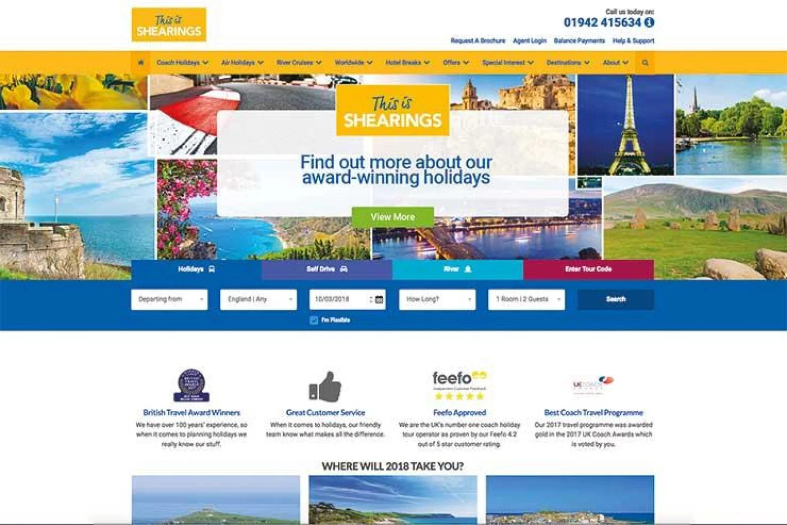 Shearings website March 2018