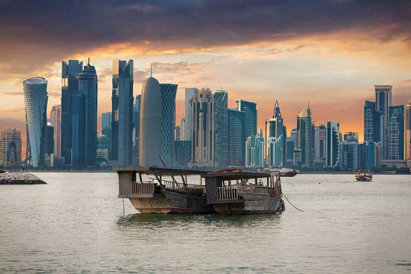 Traditional dhows in Doha harbour