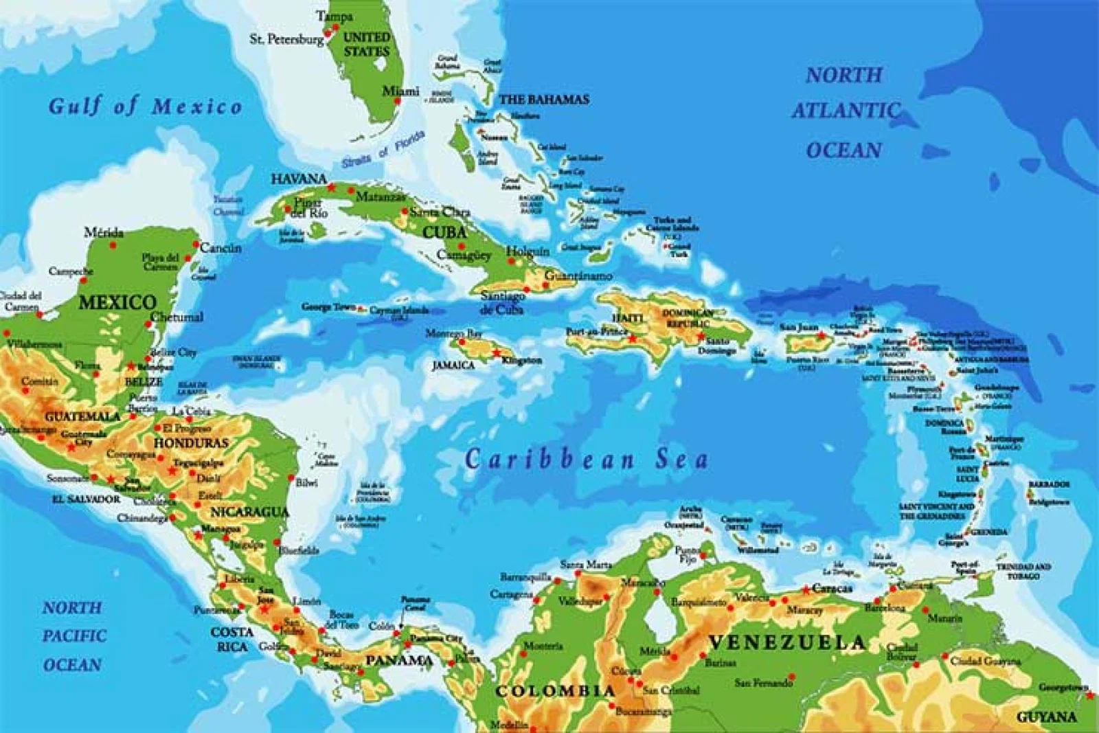 Map of the Caribbean Sea