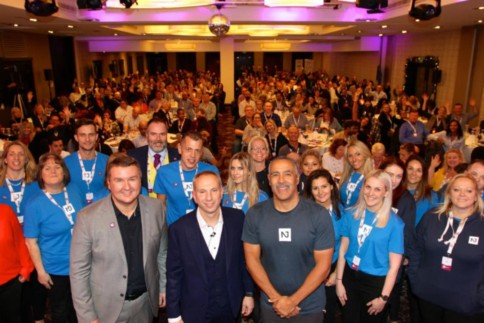 Harrison and Witt on stage with Not Just Travel ambassador Daley Thompson during a previous conference