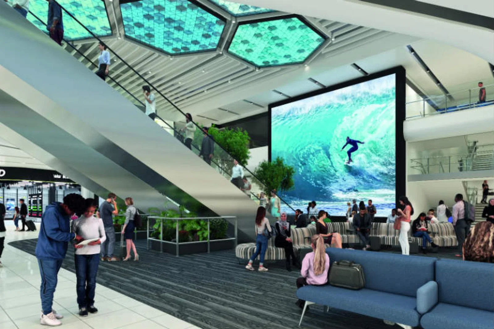 The new screen in Manchester airport's Terminal Two will be 83 square metres