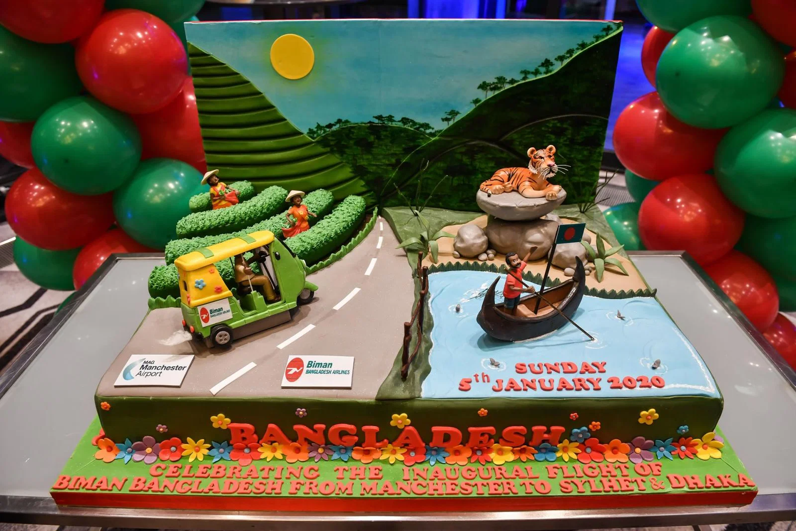 Biman celebrated its new Manchester service with a spectacular cake
