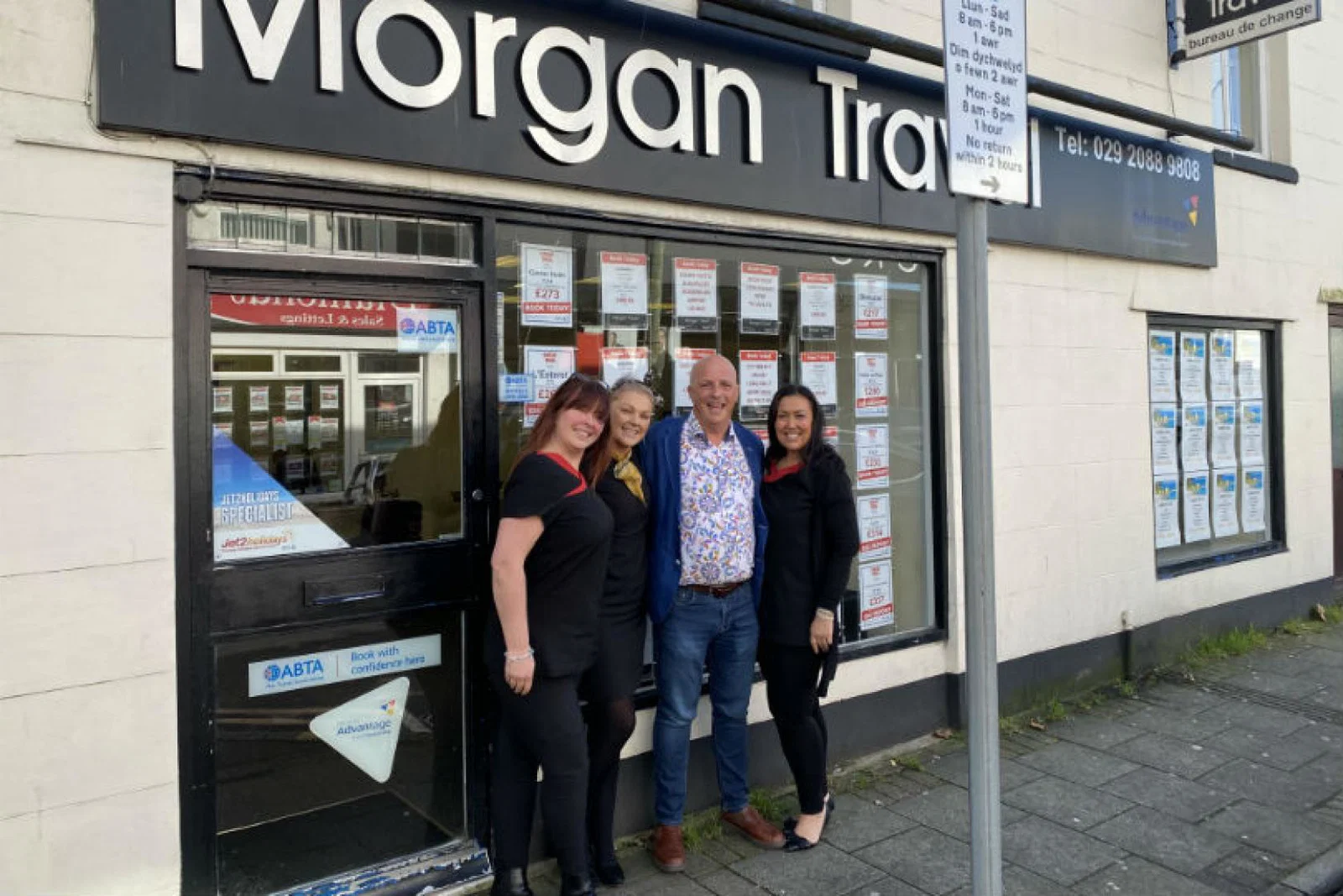 Simon Morgan (centre right) with the Morgan Travel team