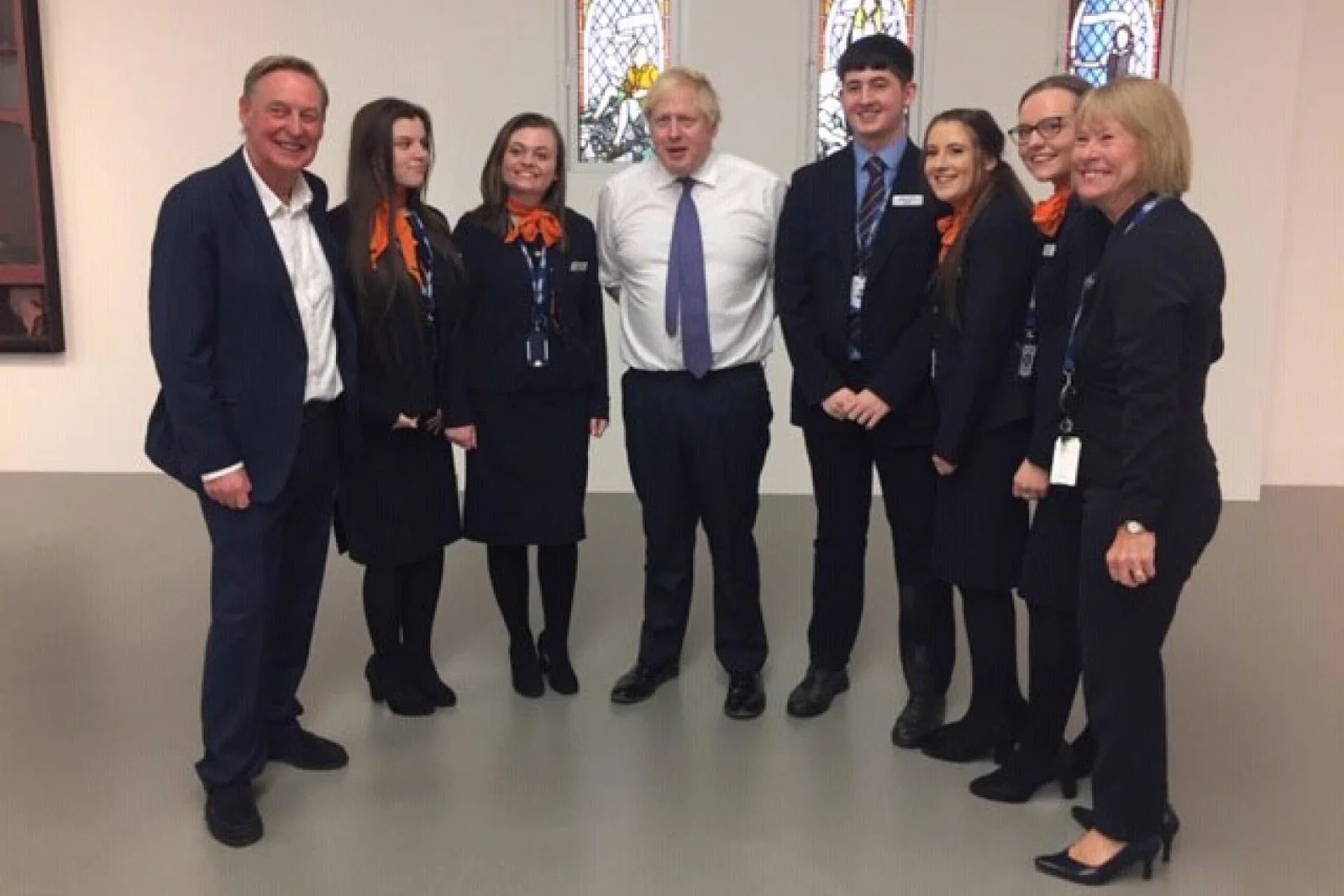 Hays Travel staff with Boris Johnson