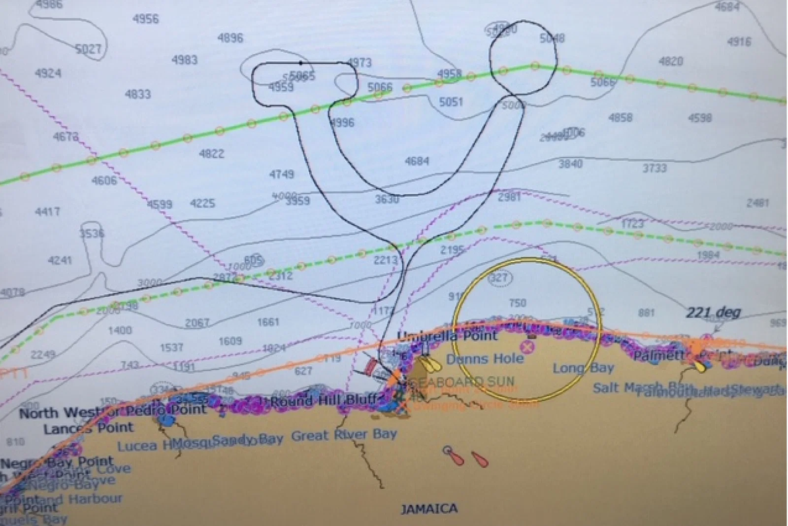 Marella Discovery 2 completed the smile carrying out routine manoeuvres before anchoring in Jamaica