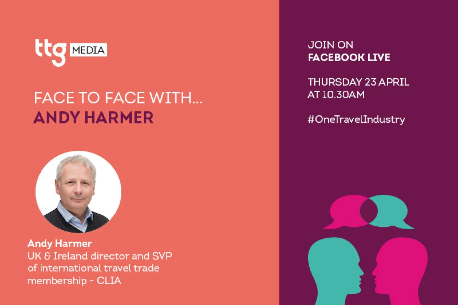 Clia's Andy Harmer will join TTGs Face to Face programme on 23 April