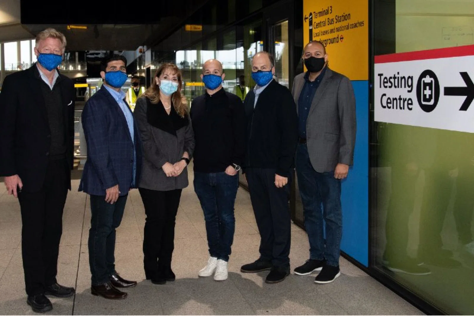 A group of volunteers used the CommonPass digital health pass before boarding their flight