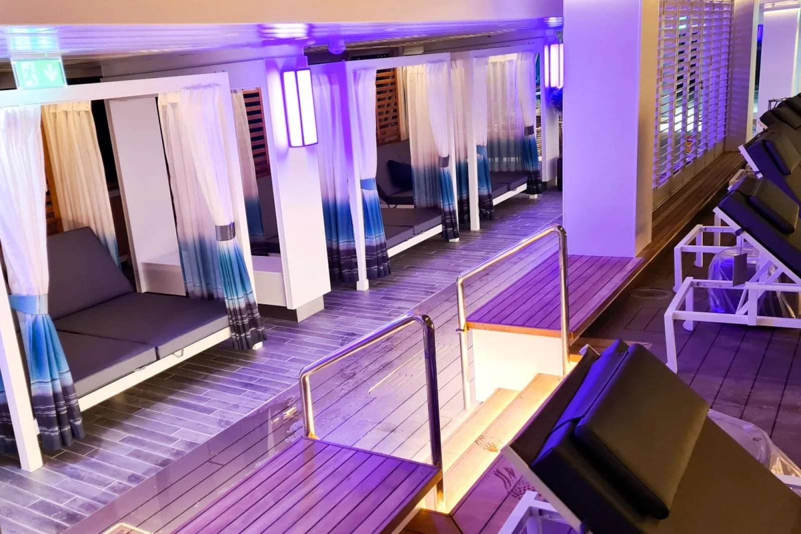 The Glass House onboard has had its Greco-Roman design swapped for a modern beach club aesthetic