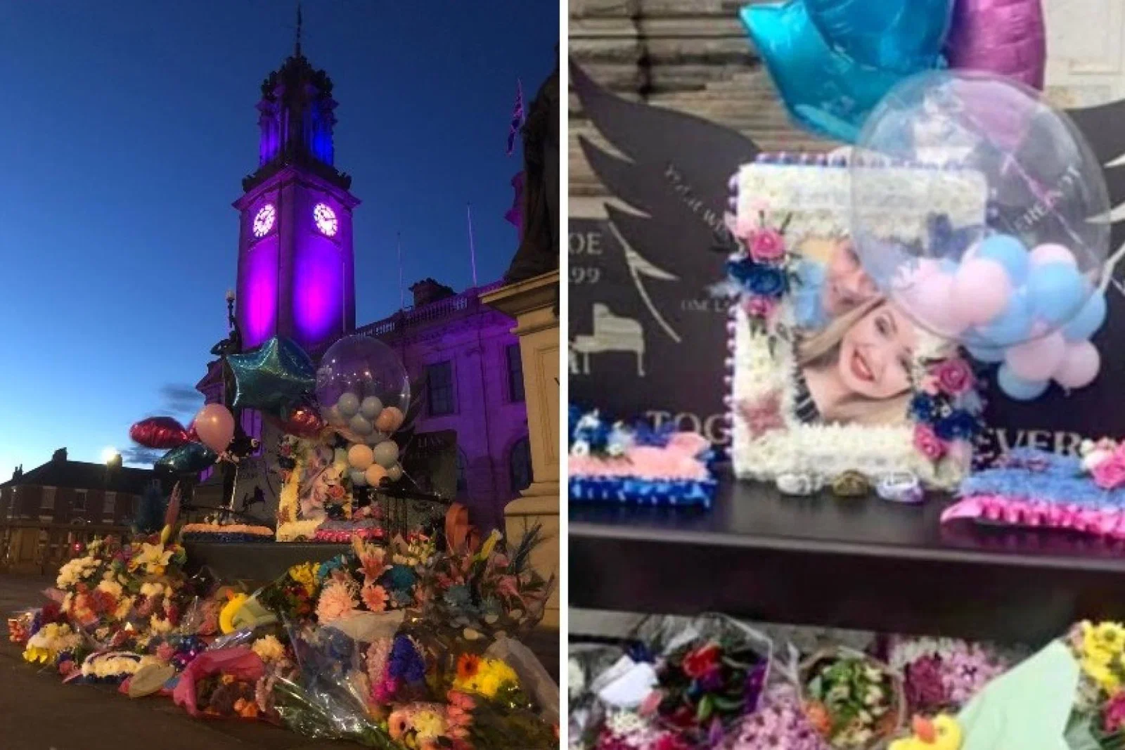 South Shields town hall was lit up in the Chloe and Liam Together Forever Trust's colours