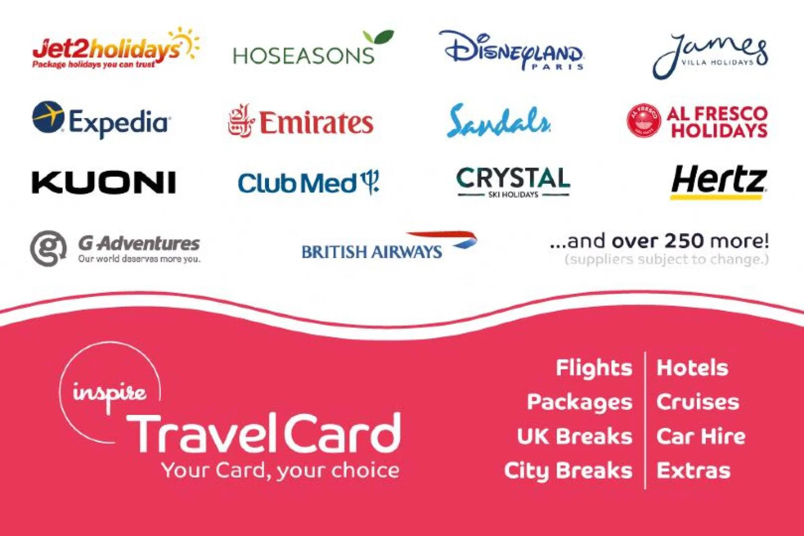 Inspire's Travel Card allows holders to buy a range of travel products