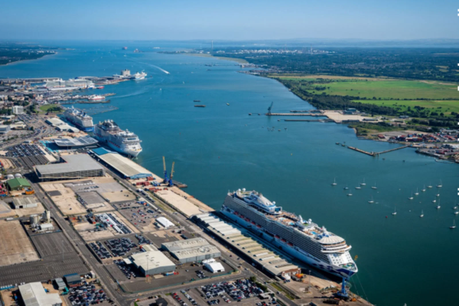 View from Southampton’s western docks as five ships welcome passengers.png