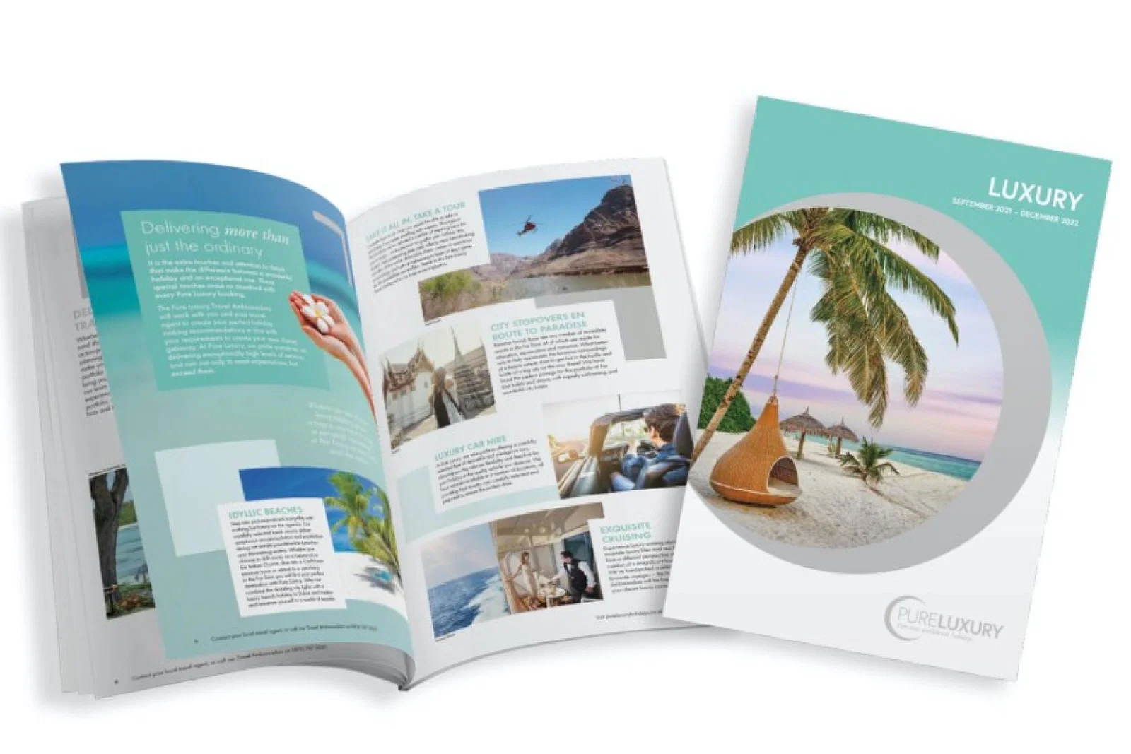 The Pure Luxury brochure features hotels and itinerary ideas across the Indian Ocean, Arabia, the Caribbean, Far East, Africa, North America, Europe and Australasia