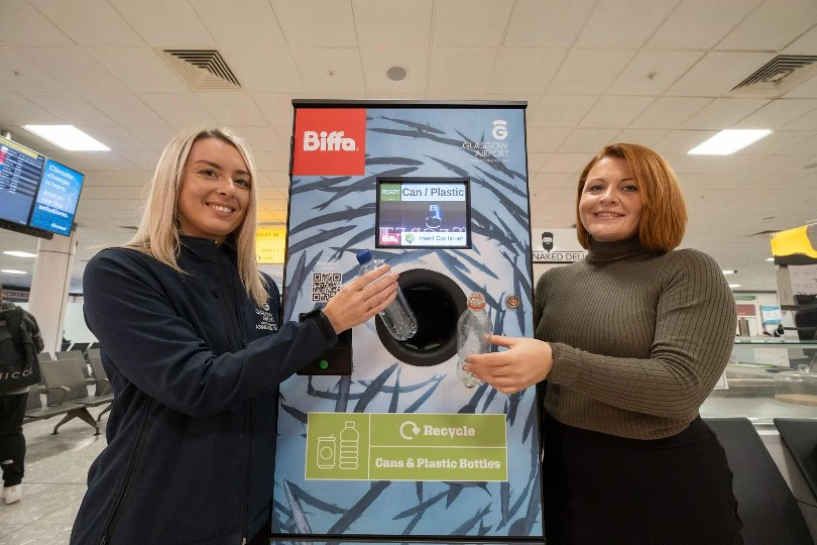 (From left) Kirsty Webster, Glasgow airport's sustainability manager, and Michelle Devilin, Biffa's corporate account manager for Glasgow airport
