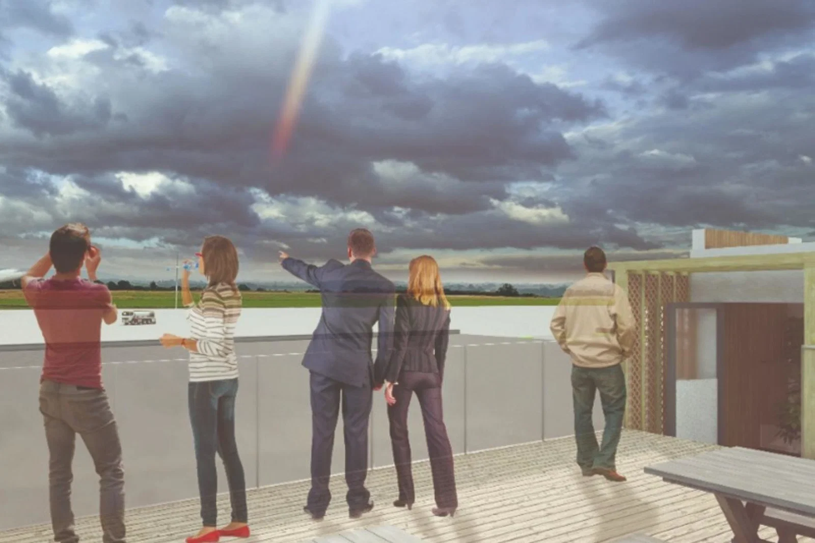 An artist's impression of Teesside airport's new sky bar and viewing platform