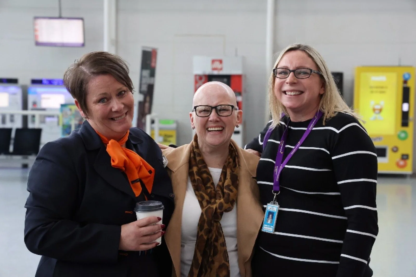(From left) Lisa Clarke from Hays Travel, Barbados cruise customer Carol Gallagher and Laura Hartshorne from Newcastle airport