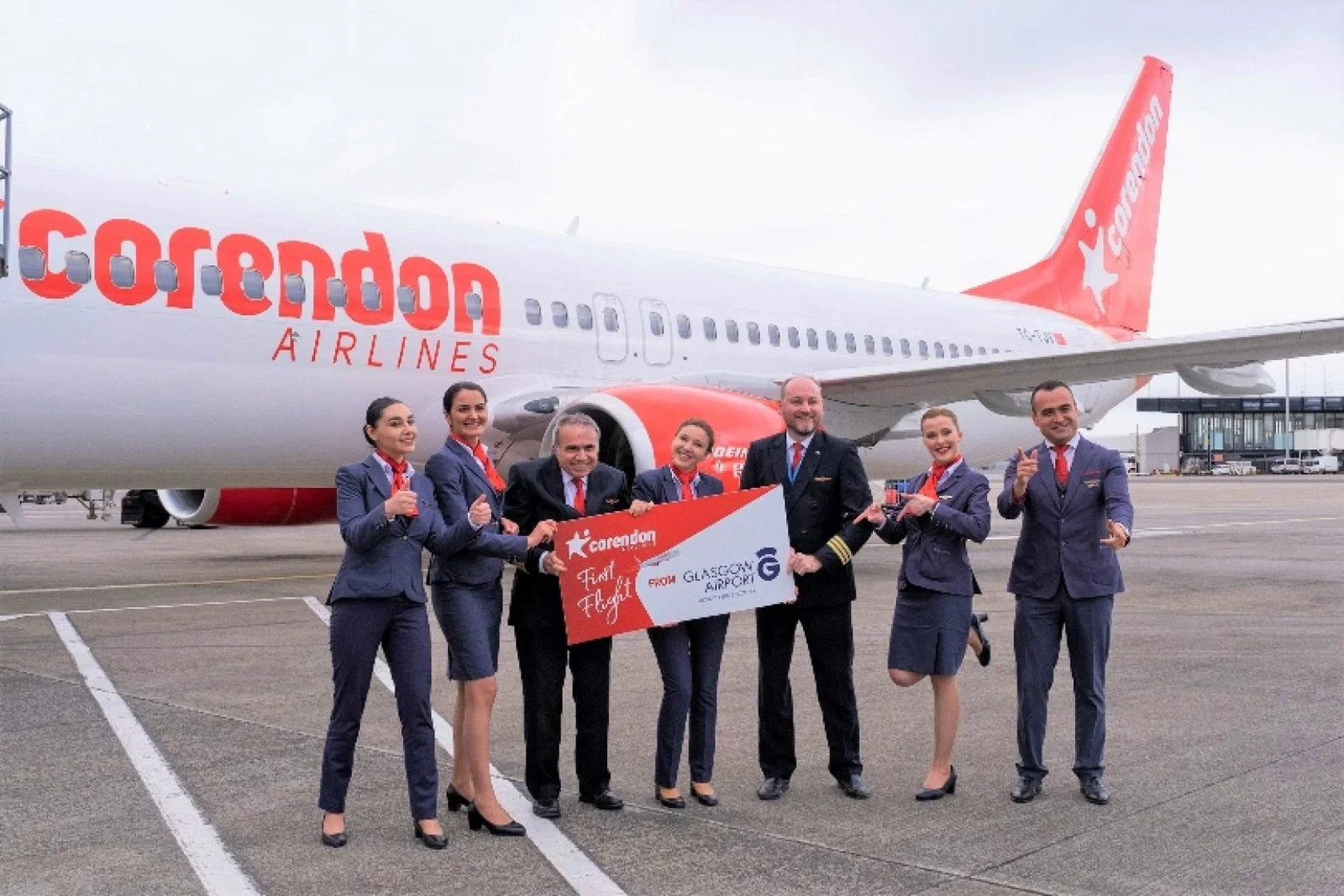 Ceremonies were held at each airport to mark the inaugural flights
