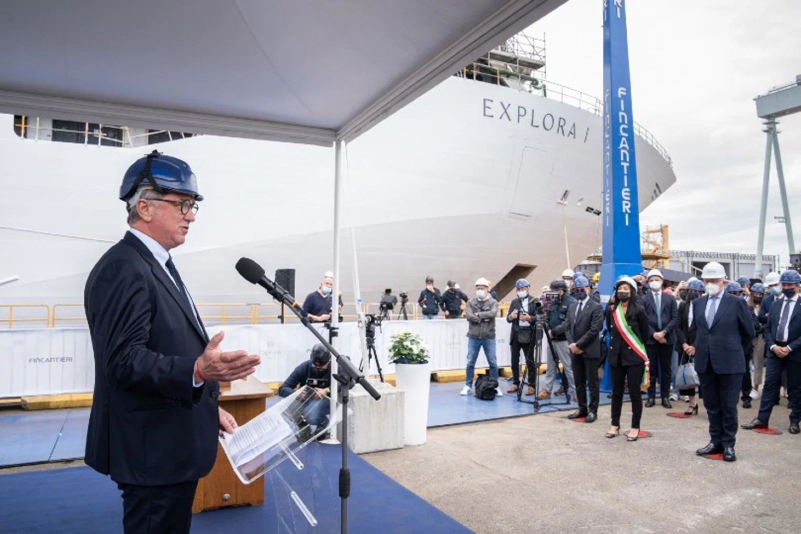 MSC cruise chair Pierfrancesco Vago oversaw the ceremony (Credit: Explora Journeys)