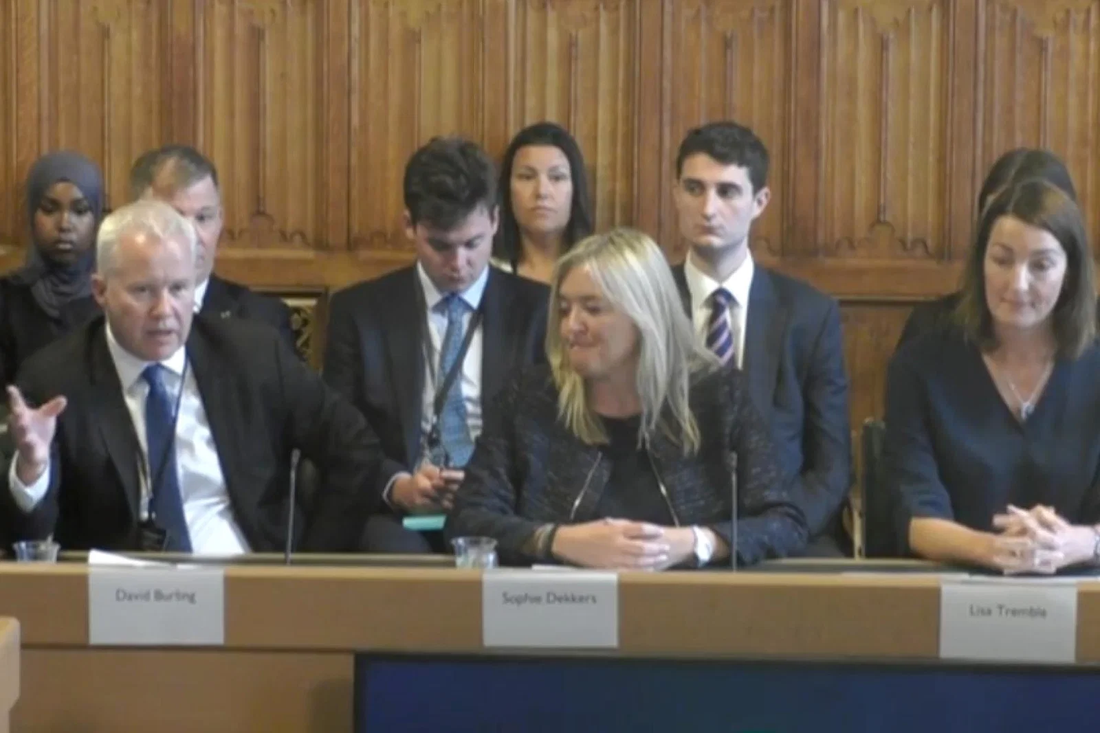 (From left) David Burling, chief executive of markets and airlines, Tui; Sophie Dekkers, chief commercial officer, easyJet; and Lisa Tremble, chief corporate affairs and sustainability director, British Airways (Credit: Parliament TV)