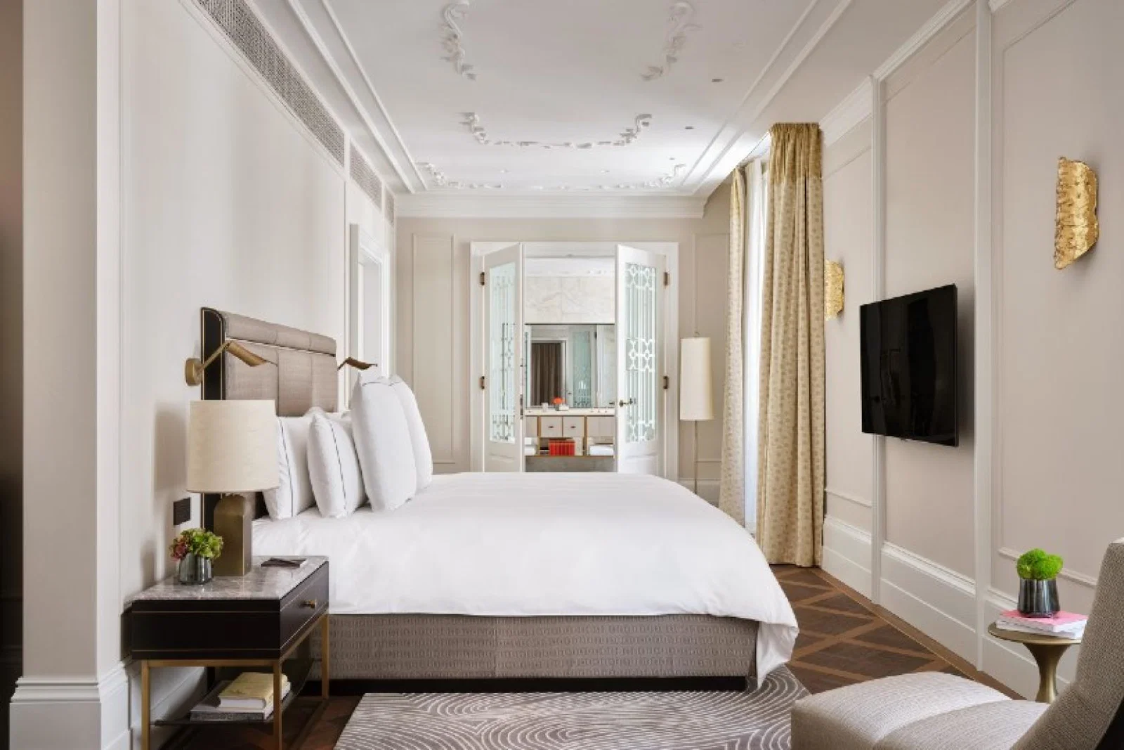 The bedroom in the property's Hoffmann House presidential suite