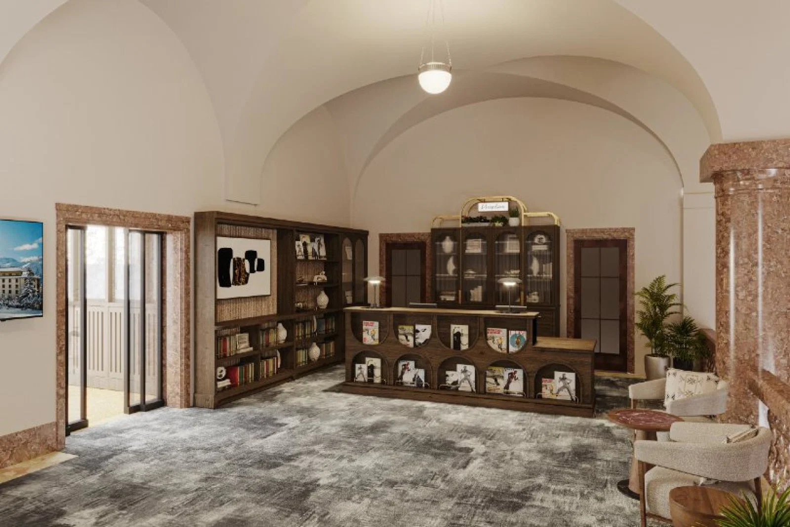 The reception area in the new Faern Arosa Altein 