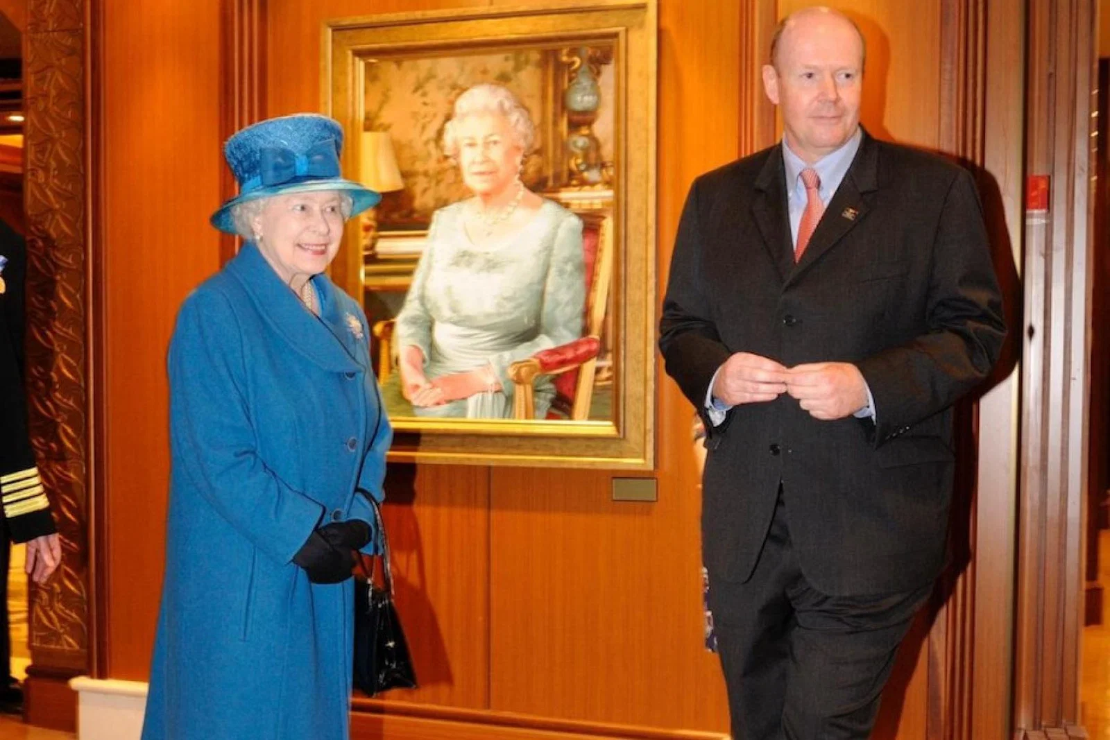Peter Shanks with the Queen onboard Cunard’s Queen Elizabeth in 2010