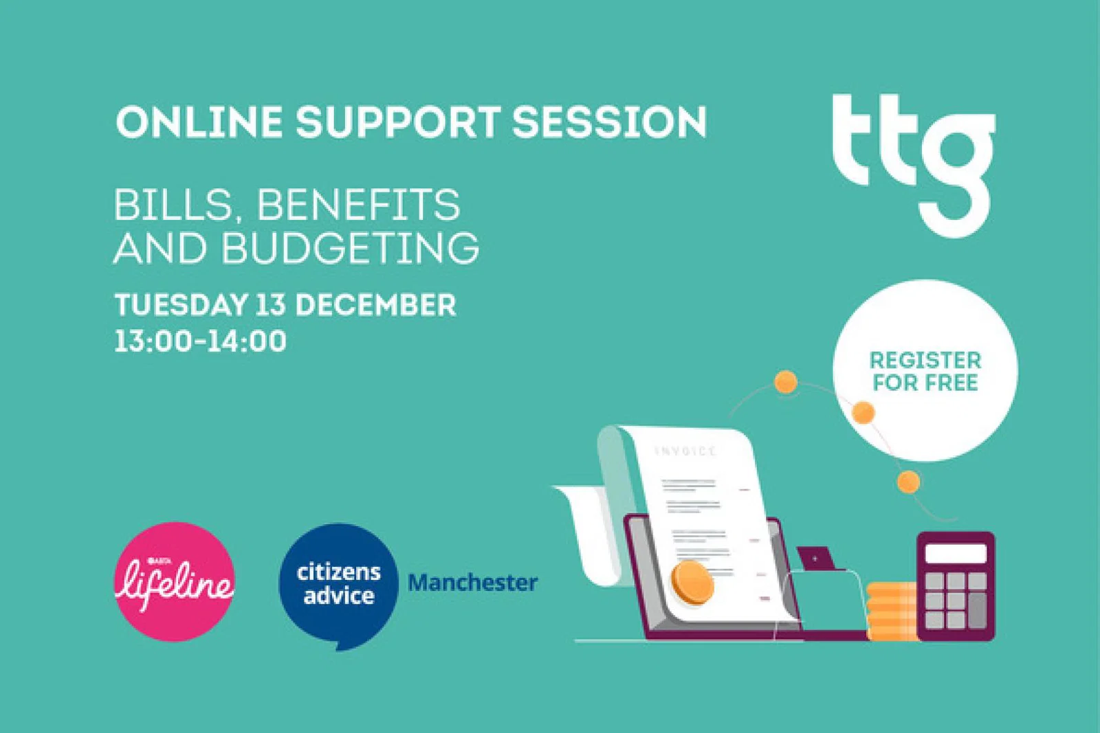 The Bills, Benefits and Budgeting support session will take place at 1pm on 13 December