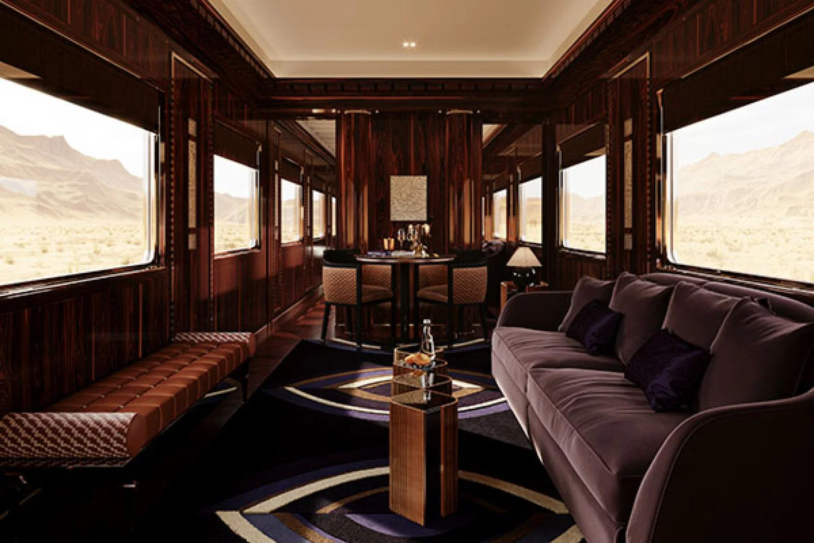 The new Orient Express Presidential Suite offers 55-square-metres of space. Credit: Maxime D'Angeac and Martin Darzacq