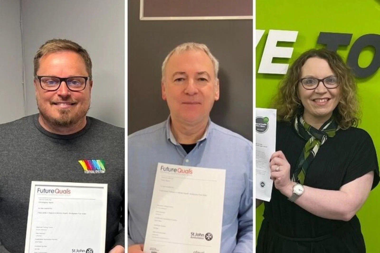 Chris North, Tony Mann and Gina McRobbie have completed their mental health first aid training